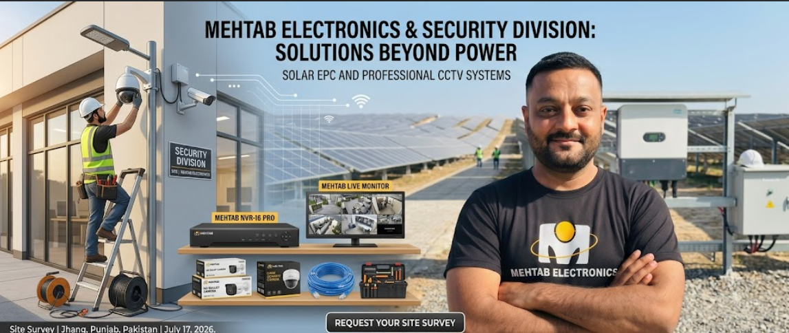 Mehtab Electronics & Security Division  Solar EPC and professional CCTV systems